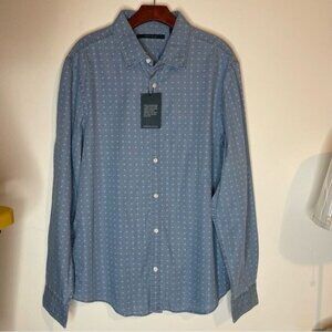 PERRY ELLIS Blue Button Down Long Sleeve Shirt Size L